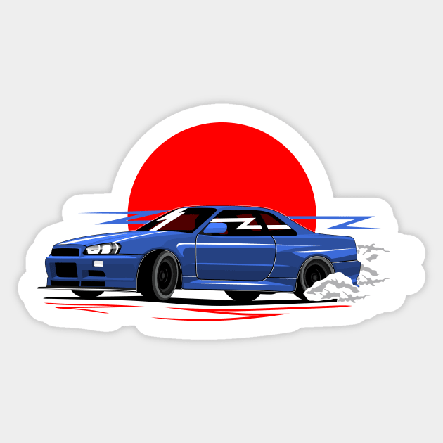 Skyline R34 - Drifting Sticker by masjestudio